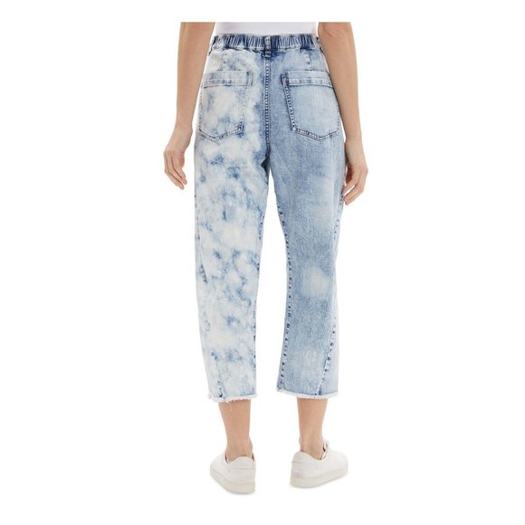 Frayed, acid wash Super High Crop Barrel jeans, size 2/26 - Picture 4 of 10